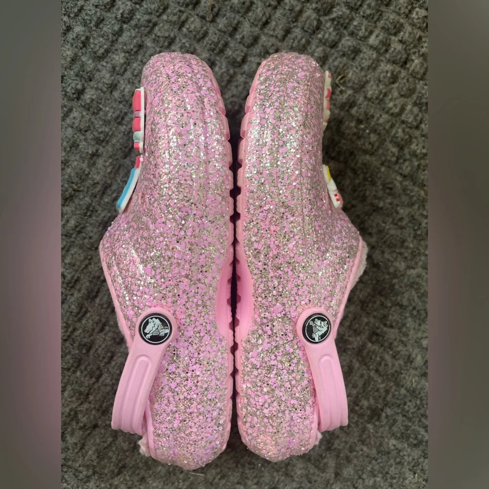 Crocs Fur Lined Girls J6 Slip On Comfort Warm Fuzzy Cozy Pink Cottagecore - Picture 9 of 13